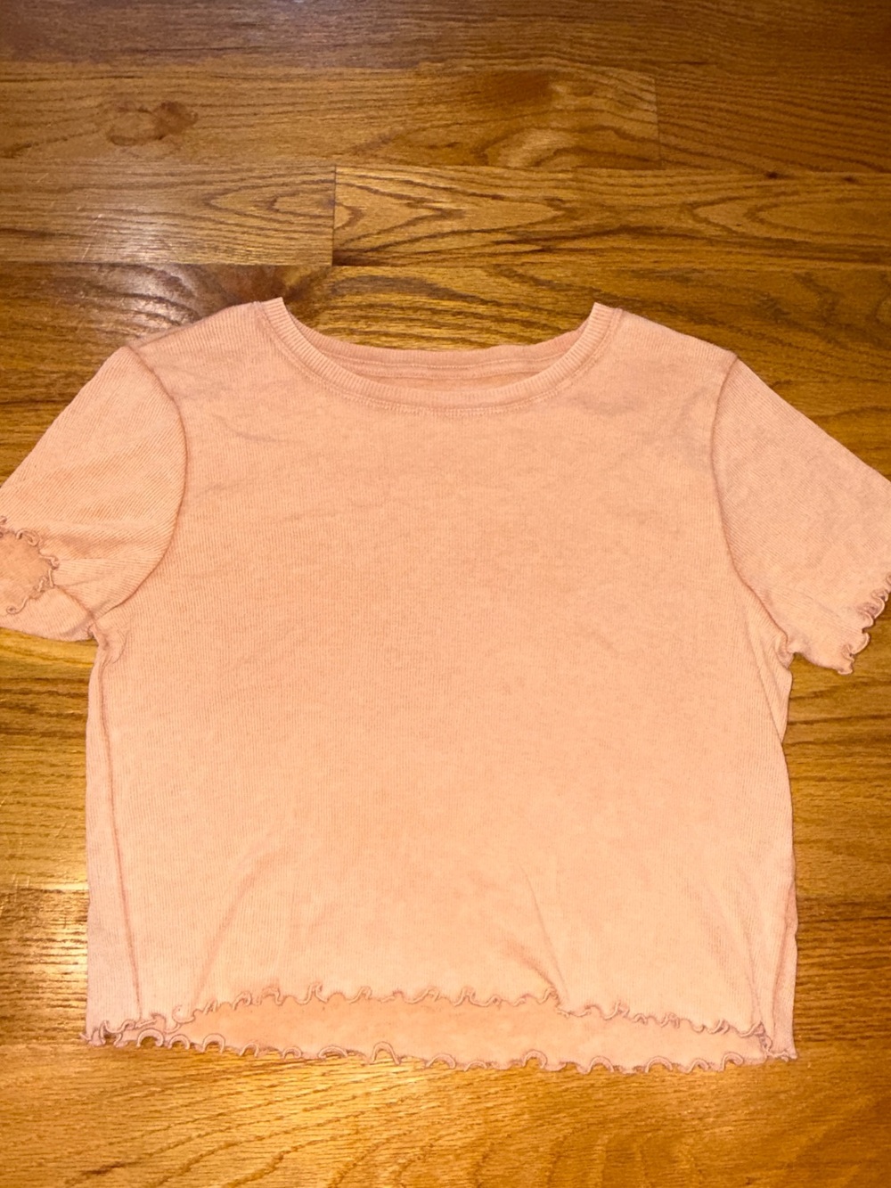 aerie Peachy Pink Ruffle-Edge Cropped Tee